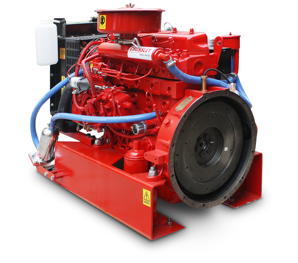 Red fire pump engine